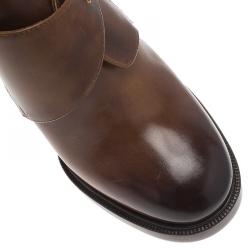 Pre Owned Salvatore Ferragamo Brown Leather Nevers Boots Size 39.5