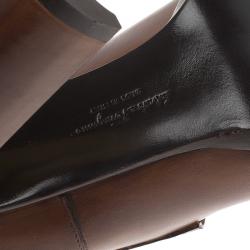 Pre Owned Salvatore Ferragamo Brown Leather Nevers Boots Size 39.5