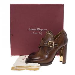 Pre Owned Salvatore Ferragamo Brown Leather Nevers Boots Size 39.5