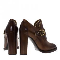 Pre Owned Salvatore Ferragamo Brown Leather Nevers Boots Size 38.5