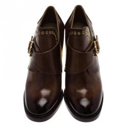 Pre Owned Salvatore Ferragamo Brown Leather Nevers Boots Size 38.5