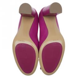 Pre Owned Salvatore Ferragamo Pink Leather Ninna Bow Pumps Size 39