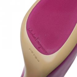 Pre Owned Salvatore Ferragamo Pink Leather Ninna Bow Pumps Size 39