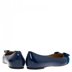 Pre Owned Salvatore Ferragamo Blue Patent Varina Ballet Flats Size 41