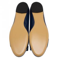 Pre Owned Salvatore Ferragamo Blue Patent Varina Ballet Flats Size 41