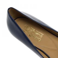 Pre Owned Salvatore Ferragamo Blue Patent Varina Ballet Flats Size 41