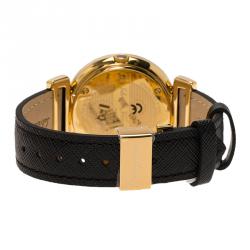 Pre Owned Salvatore Ferragamo Black Gold-Plated Stainless Steel Minuetto Women's Wristwatch 36MM