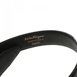 Pre Owned Salvatore Ferragamo Black Patent Leather Gancini Belt 60 CM