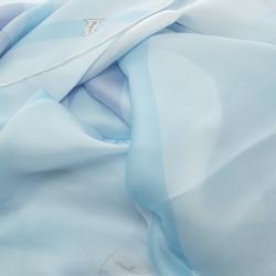 Pre Owned Salvatore Ferragamo Pale Blue Printed Silk Scarf