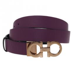 Pre Owned حزام سالفاتوري فيراغامو جانشيني بوجهين جلد بنفسجي 75 سم