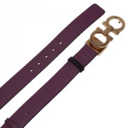 Pre Owned حزام سالفاتوري فيراغامو جانشيني بوجهين جلد بنفسجي 75 سم