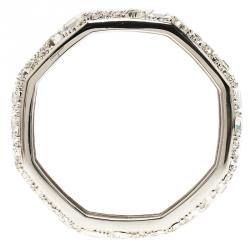 Salvatore Ferragamo Wide Crystal Silver Tone Bangle Bracelet