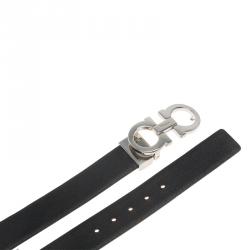 Pre Owned حزام سالفاتوري فيراغامو غانشيو جلد مزدوج أسود وبرتقالي