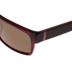 Salvatore Ferragamo Burgundy SF618S Rectangle Sunglasses