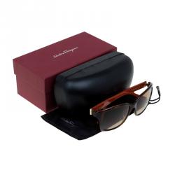 Pre Owned Salvatore Ferragamo Tortoise and Red SF716S Wayfarer Sunglasses