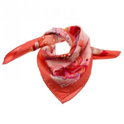 Salvatore Ferragamo Pink Butterfly Print Square Silk Scarf