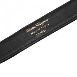 Pre Owned Salvatore Ferragamo Black Suede Gancini Buckle Belt 80 CM
