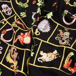 Pre Owned Salvatore Ferragamo Black Printed Square silk scarf