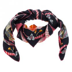 Pre Owned Salvatore Ferragamo Multicolor Hot Air Balloon Print Silk Square Scarf