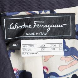 Pre Owned Salvatore Ferragamo Navy Blue Cotton Tailored Blazer S