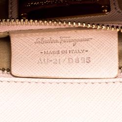 Pre Owned حقيبة كتف سالفاتوري فيراغامو جيني جلد وردية فاتحة