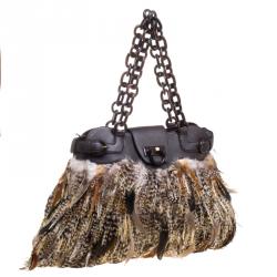 Pre Owned حقيبة سالفاتوري فيراغامو ريش متعدد الألوان