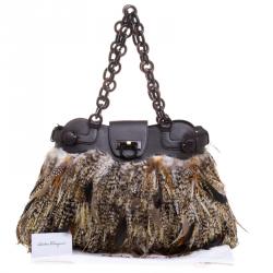 Pre Owned حقيبة سالفاتوري فيراغامو ريش متعدد الألوان