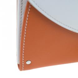 Salvatore Ferragamo Orange and White Leather Gancio Bar Continental Wallet