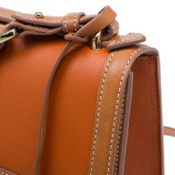 Salvatore Ferragamo Orange Bi Color Leather Marisol Shoulder Bag