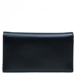 Pre Owned محفظة سالفاتوري فيراغامو ميس فارا بسلسلة جلد أسود
