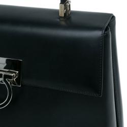 Salvatore Ferragamo Black Leather Kelly Top Handle Bag