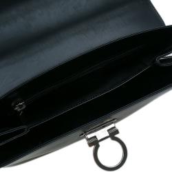 Salvatore Ferragamo Black Leather Kelly Top Handle Bag