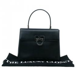 Salvatore Ferragamo Black Leather Kelly Top Handle Bag