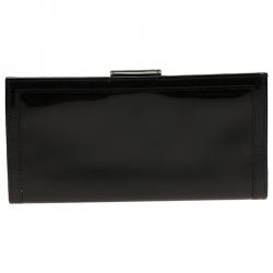 Pre Owned Salvatore Ferragamo Black Patent Leather Continental Wallet