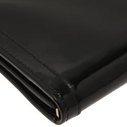 Pre Owned Salvatore Ferragamo Black Patent Leather Continental Wallet