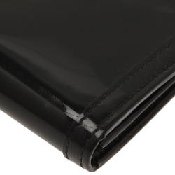 Pre Owned Salvatore Ferragamo Black Patent Leather Continental Wallet