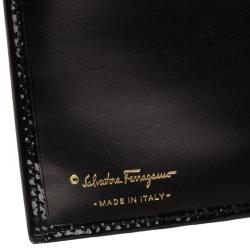 Pre Owned Salvatore Ferragamo Black Patent Leather Continental Wallet