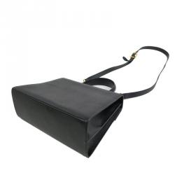 Salvatore Ferragamo Black Embossed Calfskin Leather Kelly Top Handle Shoulder Bag