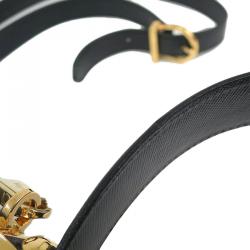 Salvatore Ferragamo Black Embossed Calfskin Leather Kelly Top Handle Shoulder Bag