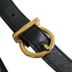 Salvatore Ferragamo Black Embossed Calfskin Leather Kelly Top Handle Shoulder Bag
