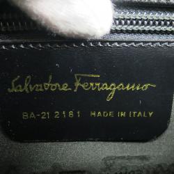 Salvatore Ferragamo Black Embossed Calfskin Leather Kelly Top Handle Shoulder Bag