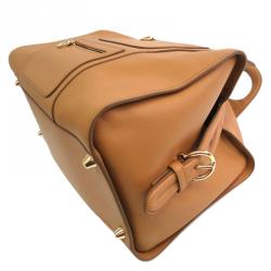 Pre Owned Salvatore Ferragamo Brown Leather Bowling Bag