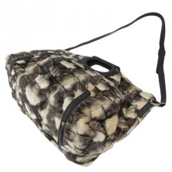 Pre Owned حقيبة يد سالفاتوري فيراغامو فياميتا فراء بيضاء/بني