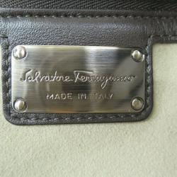 Pre Owned حقيبة يد سالفاتوري فيراغامو فياميتا فراء بيضاء/بني