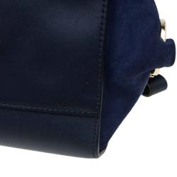 مملوكة مسبقًا Salvatore Ferragamo Navy Blue Leather and Suede Medium Sofia Top Handle Bag
