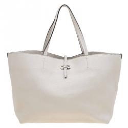 Pre Owned Salvatore Ferragamo Beige Leather Bice Tote