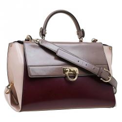 Pre Owned حقيبة سالفاتوري فيراغامو صوفيا جلد لامع ثلاثي اللون كبيرة