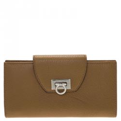 Pre Owned محفظة كونتينينتال سالفاتوري فيراغامو غانسيو جلد بني فاتح