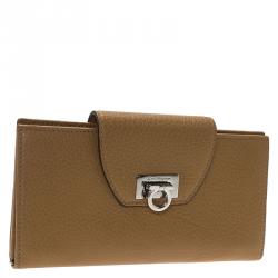 Pre Owned محفظة كونتينينتال سالفاتوري فيراغامو غانسيو جلد بني فاتح