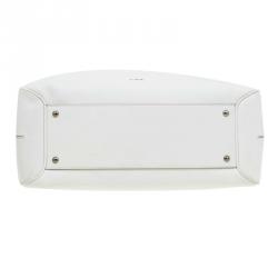 Pre Owned Salvatore Ferragamo Off White Leather Top Handle Bag